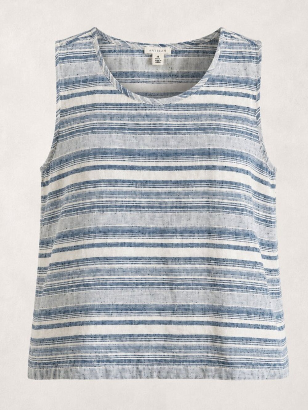 Artisan NY 100% Linen Blue & White Striped Linen Tank Top XL